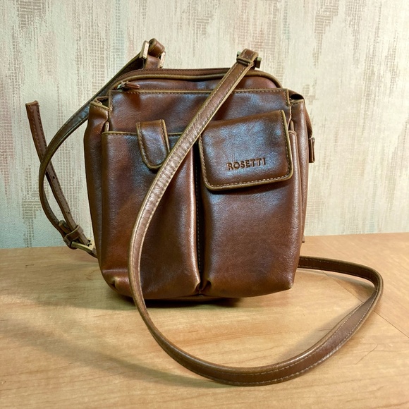 Rosetti Brown Faux Leather Crossbody Purse with Tons of Pockets & Compartments - Picture 1 of 9